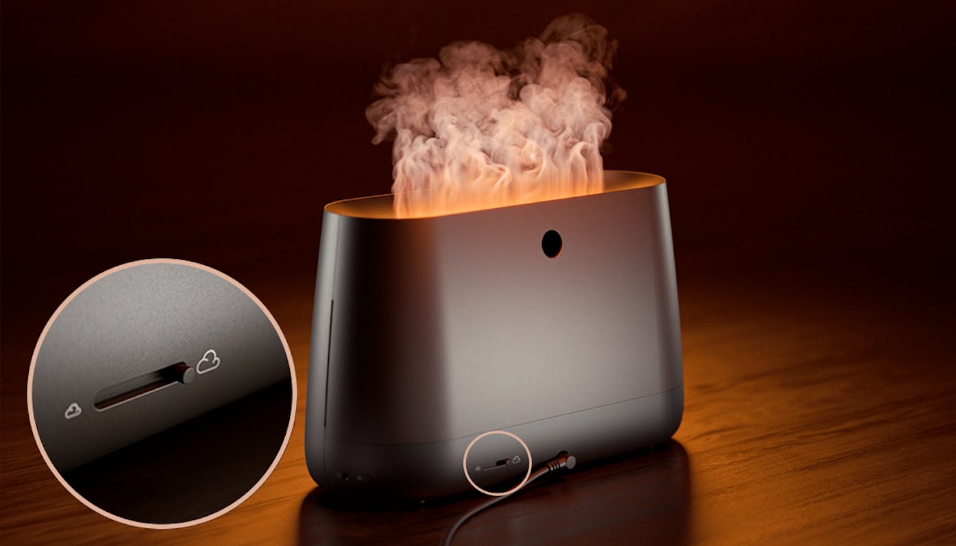 Zbliżenie przycisku z płynną regulacją nawilżacza powietrza Ben marki Stadler Form