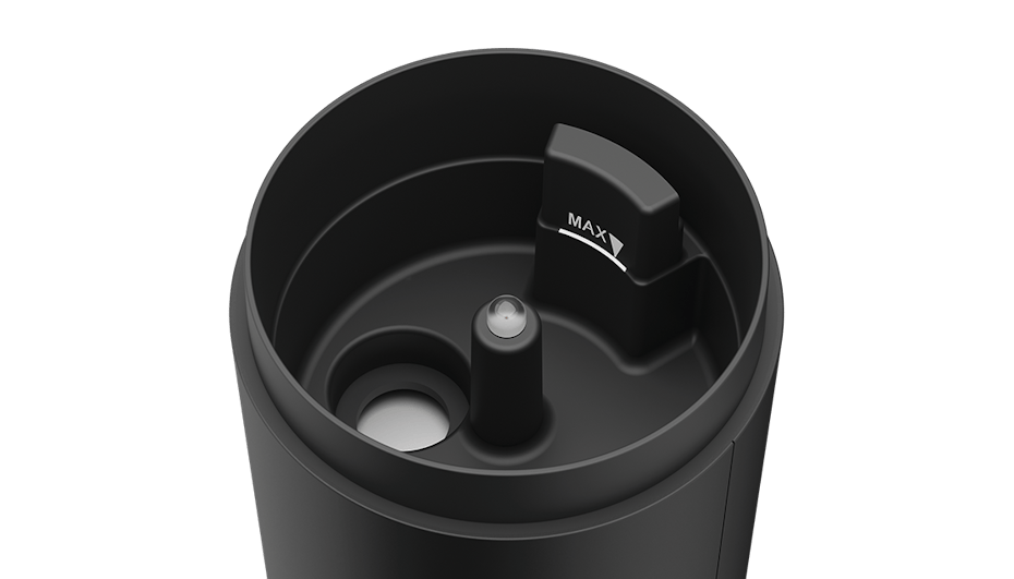 Zbliżenie na wnętrze zbiornika aromatyzera Lucy