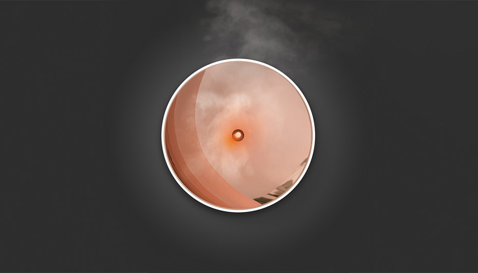 Widok na top aromatyzera Stadler Form Zoe z efektem płomienia