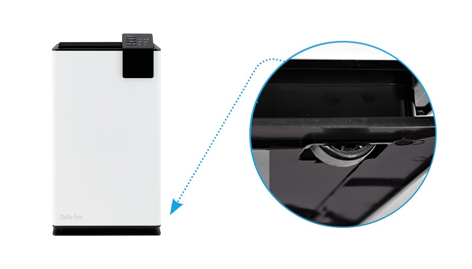 Zbliżenie na kółka transportowe osuszacza powietrza Stadler Form Albert